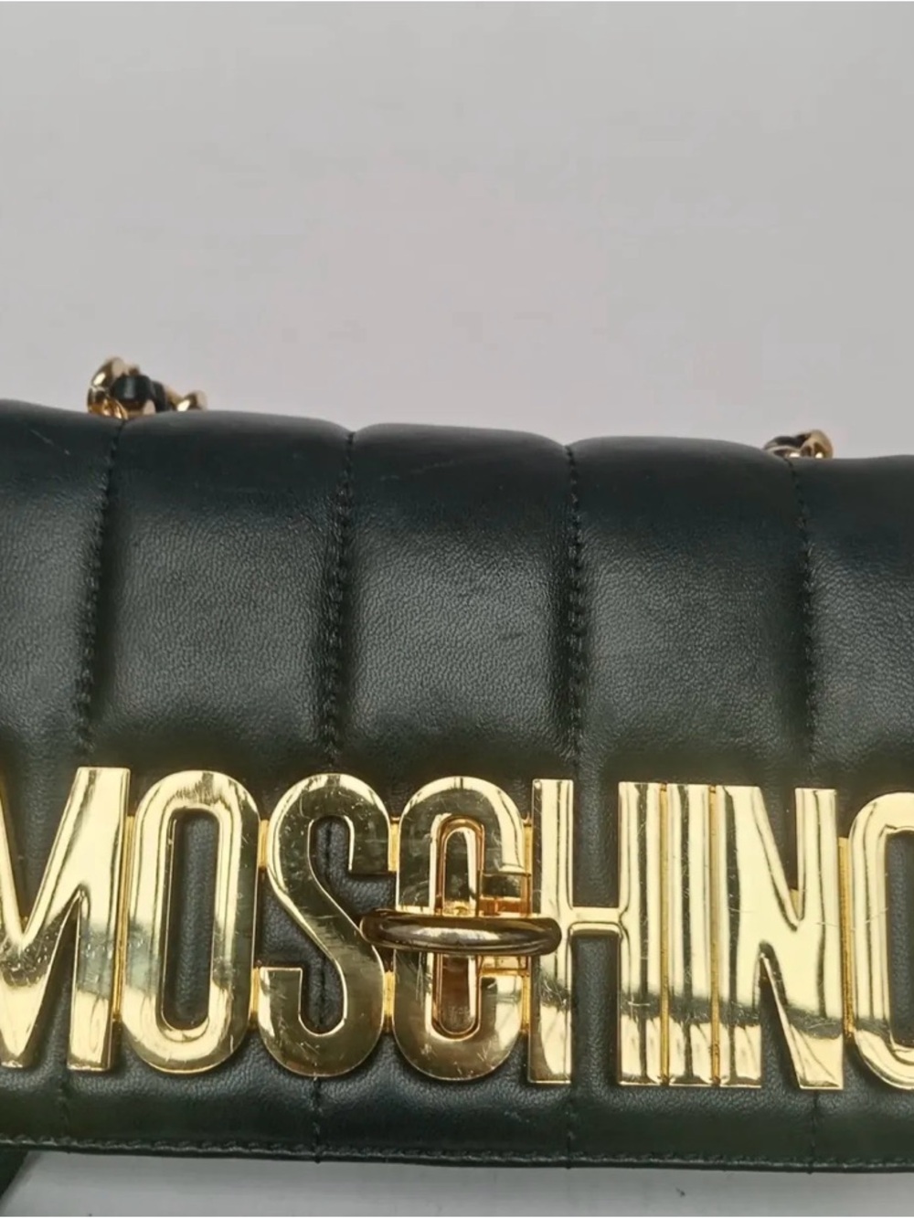 Moschino Black Quilted Mini Skeleton Crossbody Bag with Gold Logo & Chain Tassel - Picture 5 of 9